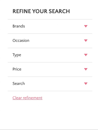retail website refine by search feature